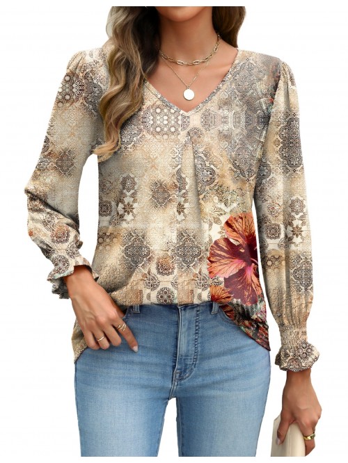 Weardear Long Sleeve Tops for Women Casual V Neck ...