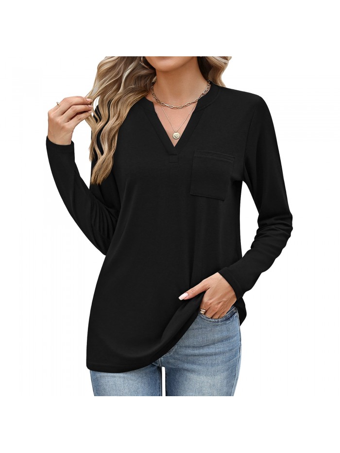 Weardear Women's V Neck 3/4 Sleeve T Shirts Casual Basic Summer Tees Shirts Loose Fit Tunic Tops