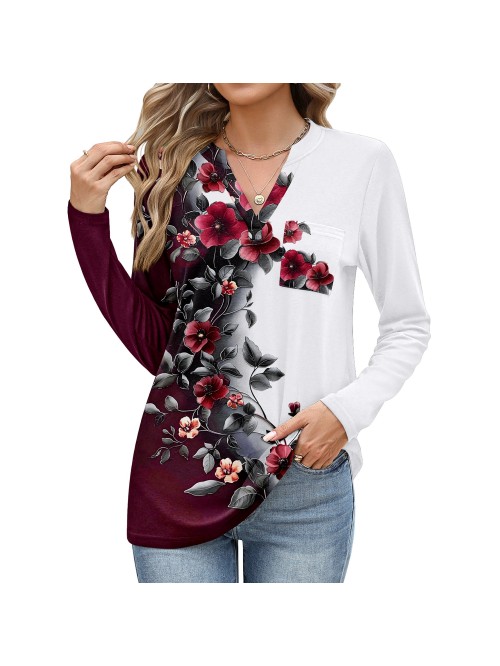 Weardear Women's V Neck 3/4 Sleeve T Shirts Casual...