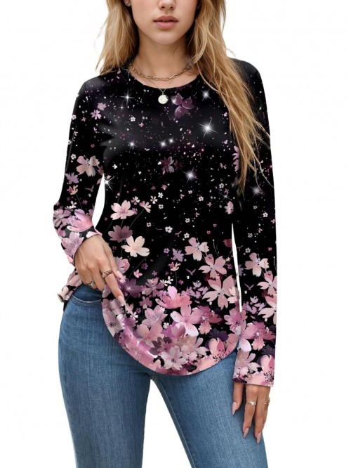 Weardear Women's Long Sleeve Crew Neck Tunic Tops ...