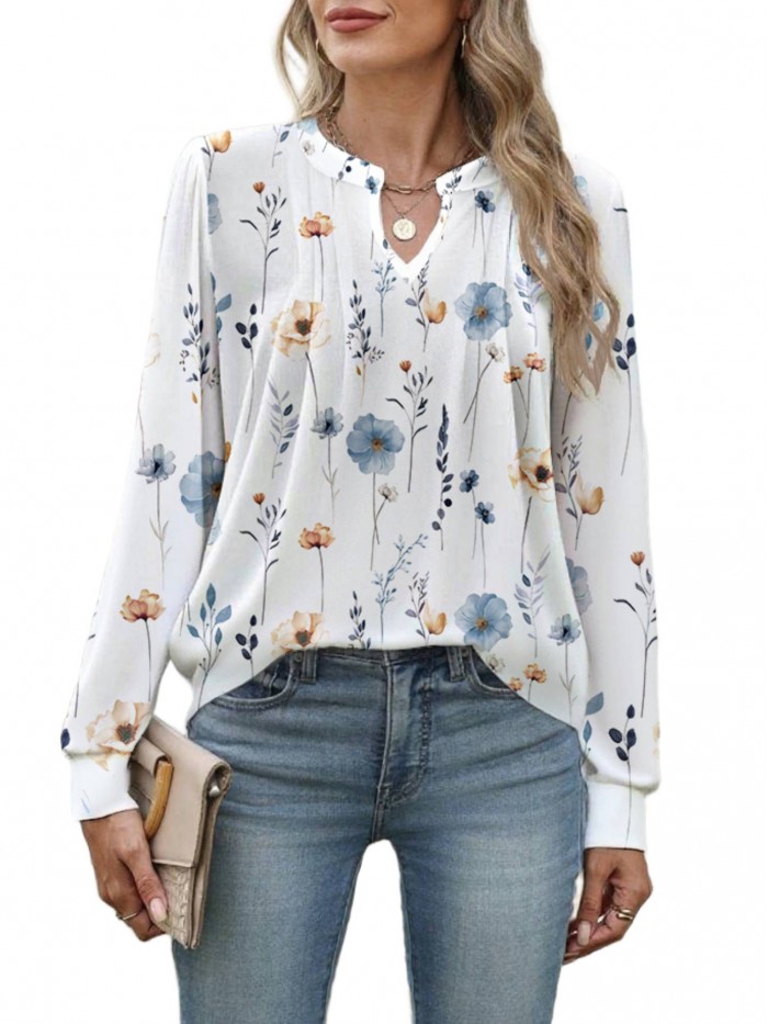 Weardear Womens Long Sleeve Tunic Tops Fall Dressy Casual Trendy Blouses Pleated Shirt