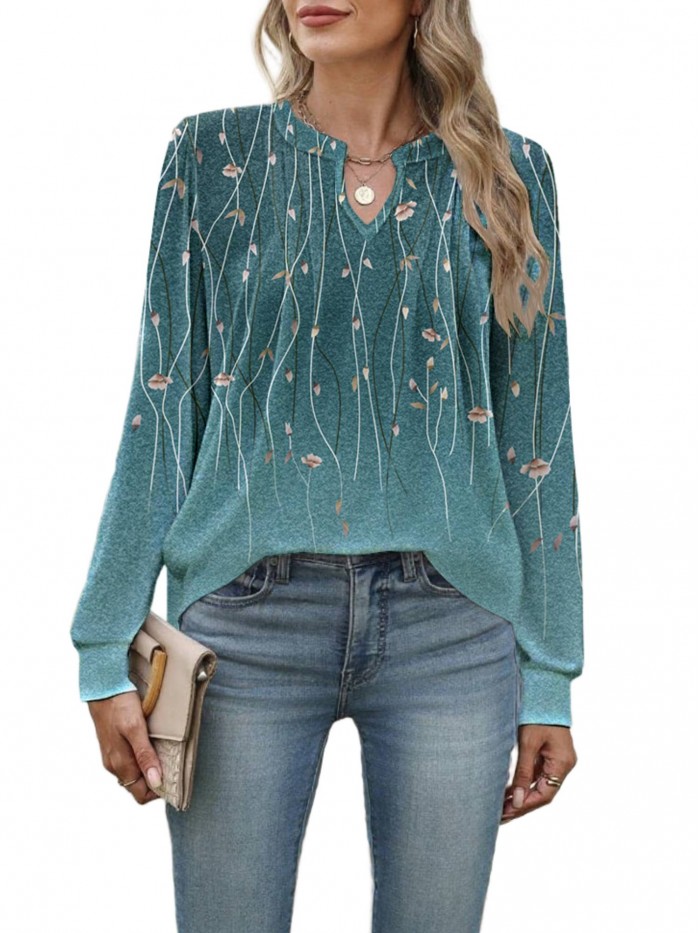 Weardear Womens Long Sleeve Tunic Tops Fall Dressy Casual Trendy Blouses Pleated Shirt