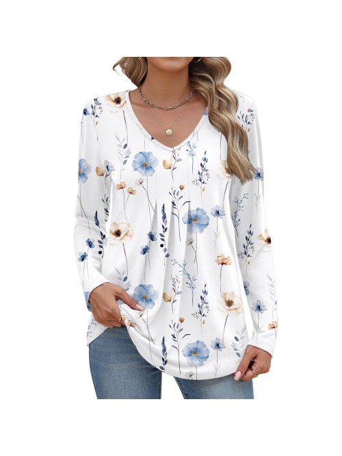 Weardear Women Long Sleeve Shirts V Neck Fall Tops...