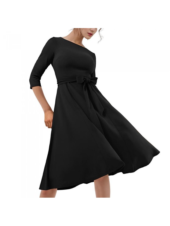 Weardear Cocktail Dress for Women, Vintage Modest Wedding Guest 3/4 Sleeves Fall Dresses