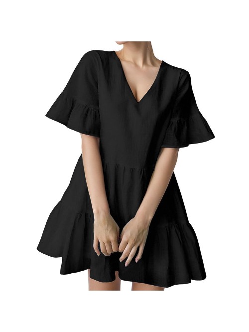 Weardear Cute Shift Tunic Dress Ruffle Swing Babyd...