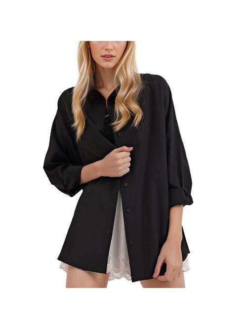 Weardear Womens V Neck Roll up Sleeve Button Down ...