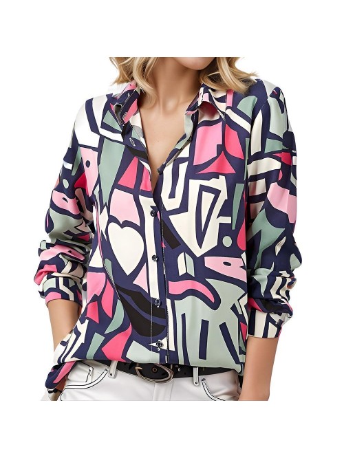 Weardear Womens Lapel Shirt Roll up Sleeve Button ...