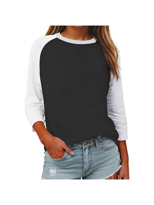 Weardear Womens Casual 3/4 Sleeve Tops Crew Neck C...