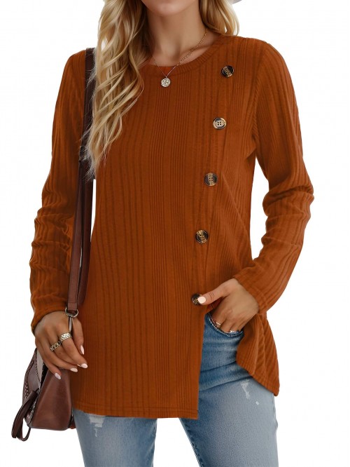 Weardear Womens Long Sleeve Tops Round Neck Pullov...