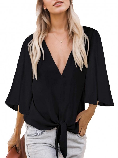 Weardear Womens Summer Tops Dressy Casual Tie Fron...