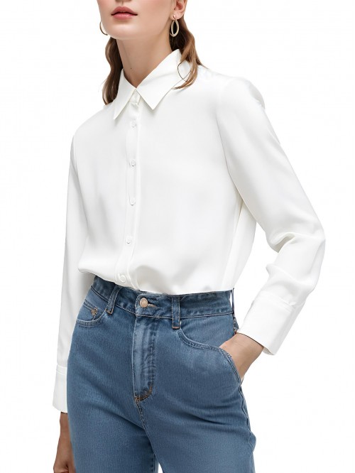 Wataxii White Blouses for Women Dressy Casual Long...