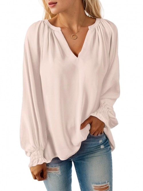 Weardear Womens Blouses Fashion 2024 Smocked Long ...
