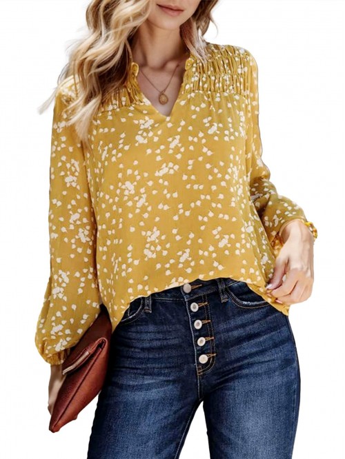 Weardear Women's Casual V Neck Floral Print Smocke...