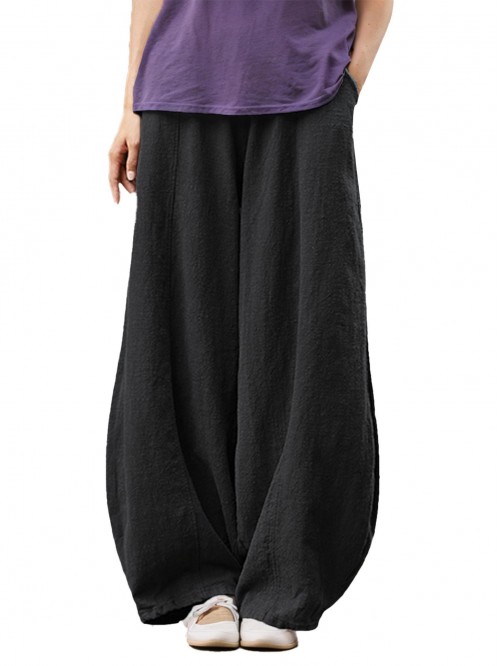 Weardear Womens Cotton Linen Pants Wide Leg Baggy ...