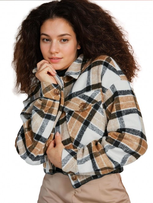 Weardear Cropped Shackets for Women 2024 Flannel P...