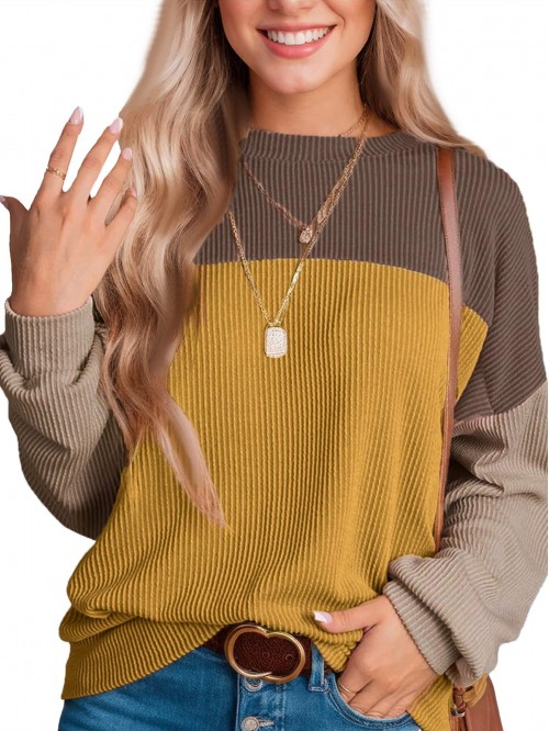 Weardear Womens Fashion 2024 Color Block Long Slee...