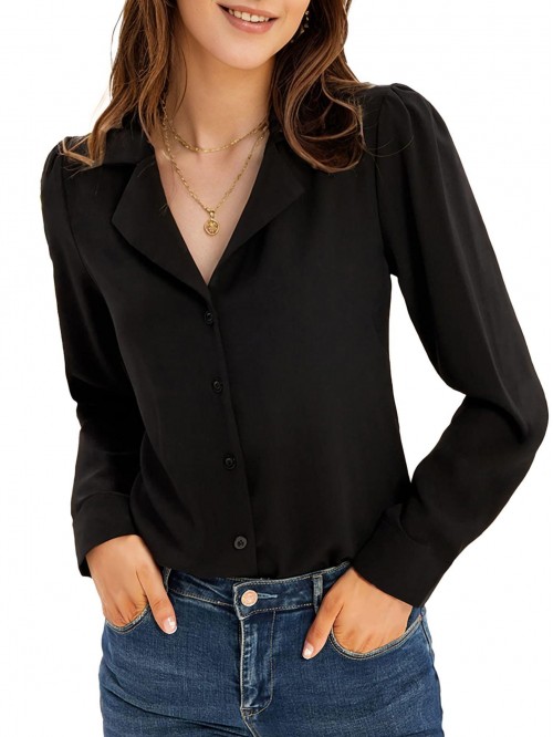 Weardear Women's Long Sleeve V Neck Tops Button Do...