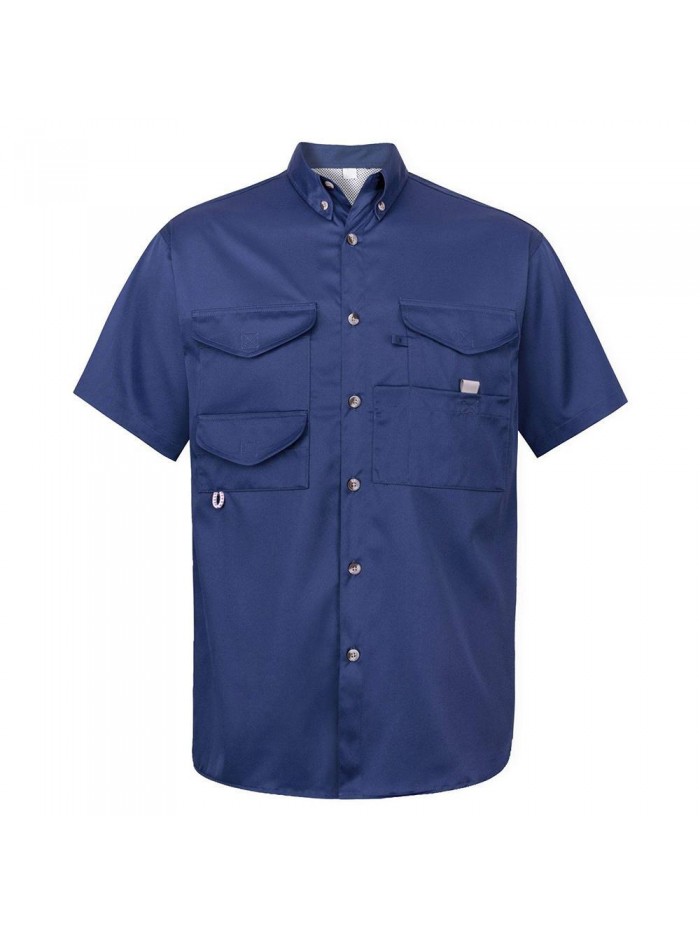 Weardear Mens Summer Short Sleeve Fishing Shirts Sun Protection Travel Work Shirts Casual Button Down Shirts with Pockets